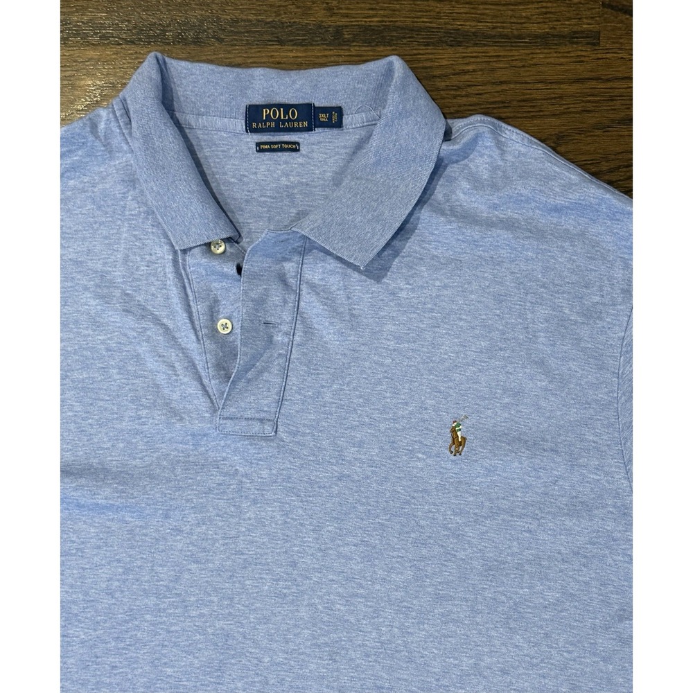 Polo Ralph Lauren Polo Shirts Men's 3XLT Tall Pima Soft Touch Blue Pony Logo